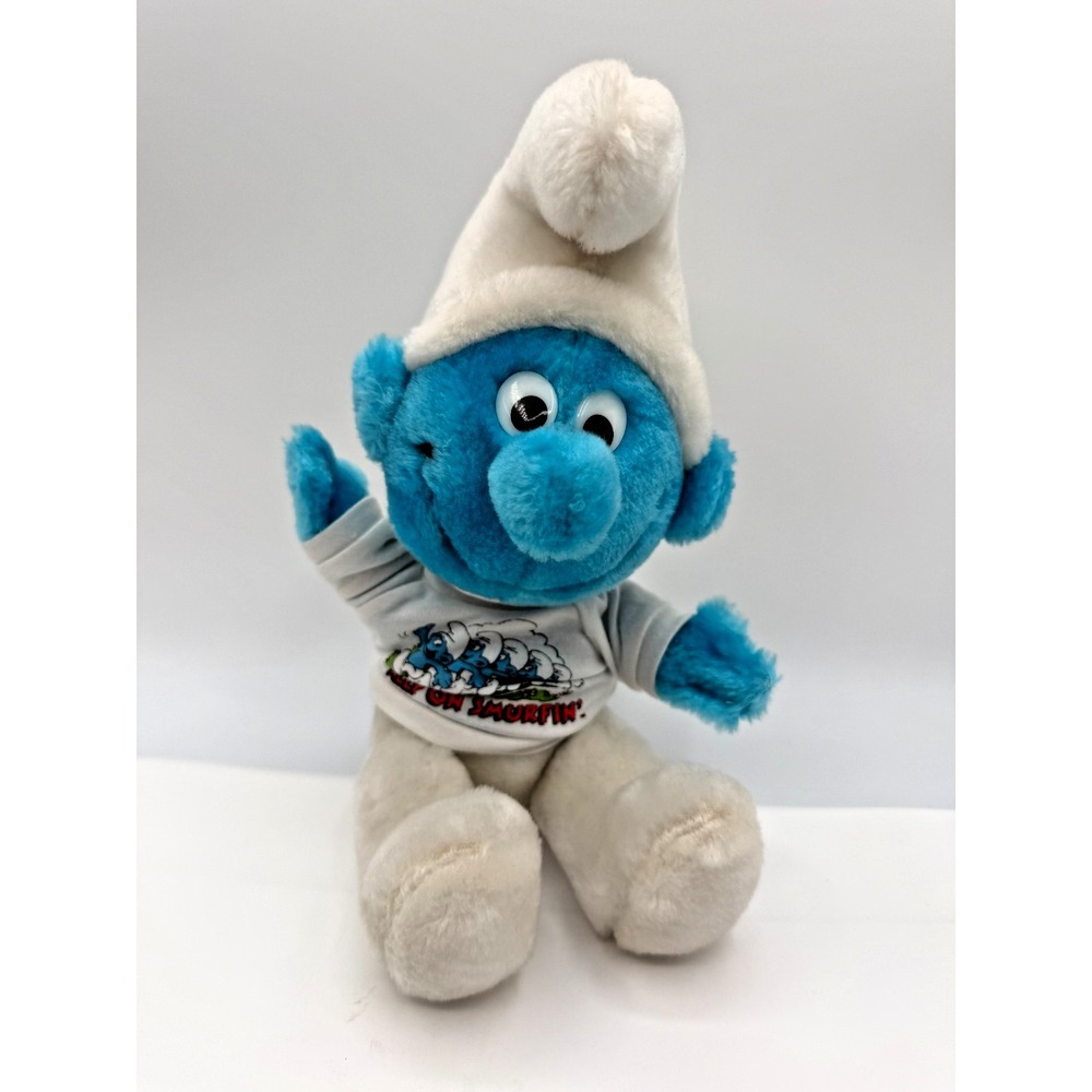 Blue Smurf Beanbag Plush Toy Wallace Berrie & Co Peyo 1979 Korea VTG TV 11" EUC